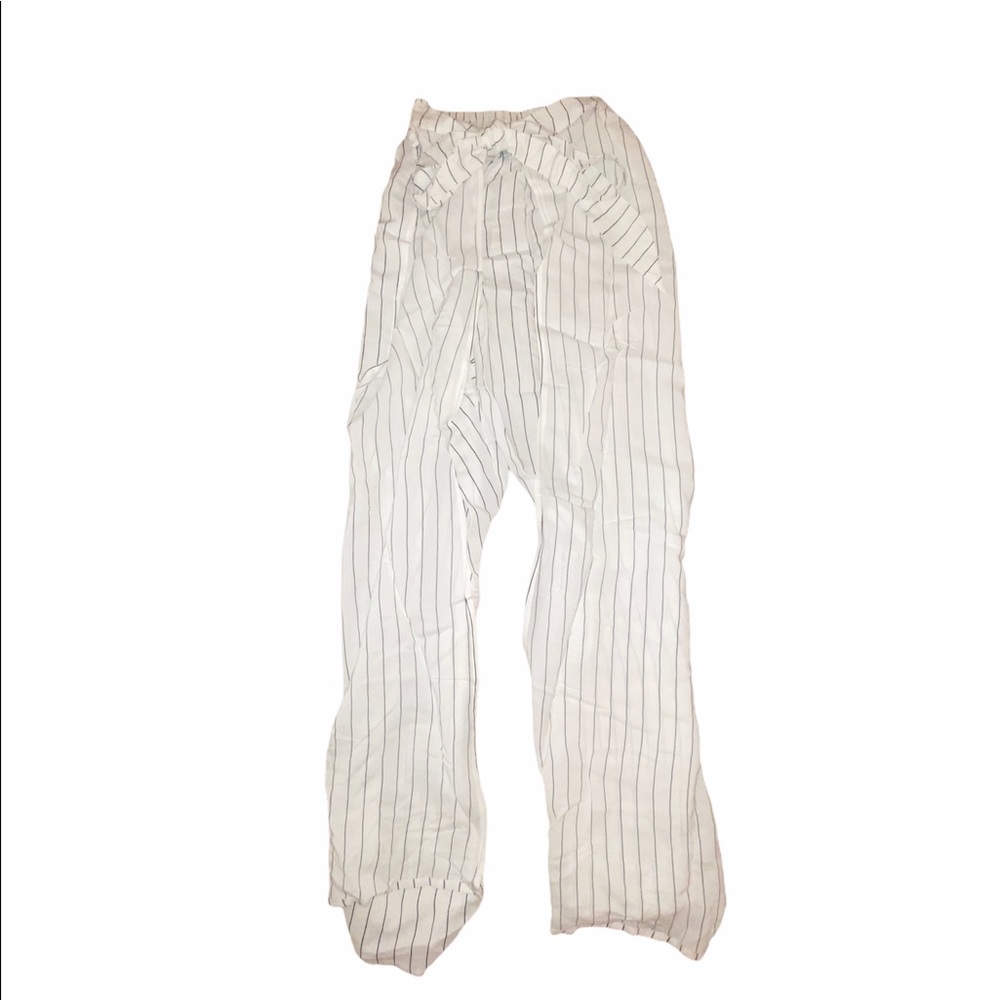 BLUE LIFE white and black pinstripe flowy pants
